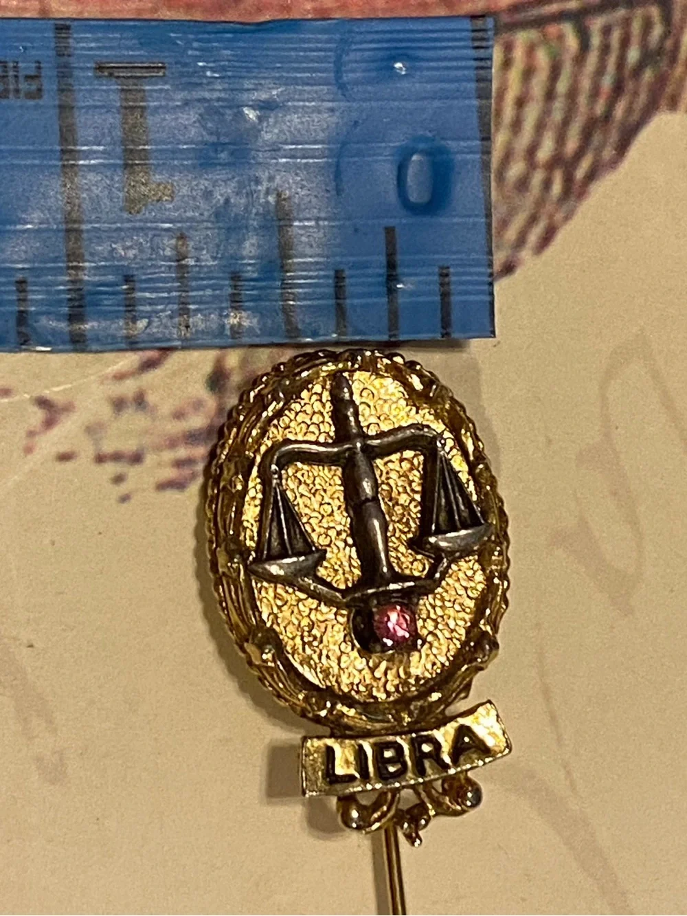 Vintage Signed ART Libra Zodiac Stick Pin Mid-Century Costume Jewelry